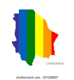 Vector rainbow map of Chihuahua in colors of LGBT - lesbian, gay, bisexual, and transgender - pride flag. 