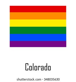 Vector rainbow map of Colorado in colors of LGBT - lesbian, gay, bisexual, and transgender - pride flag. In eps format.