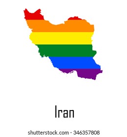 Vector rainbow map of Iran in colors of LGBT - lesbian, gay, bisexual, and transgender - pride flag. In eps format.