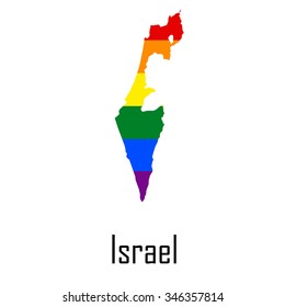 Vector rainbow map of Israel in colors of LGBT - lesbian, gay, bisexual, and transgender - pride flag. In eps format.