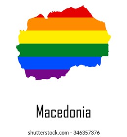 Vector rainbow map of Macedonia in colors of LGBT - lesbian, gay, bisexual, and transgender - pride flag. In eps format.