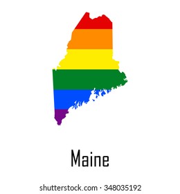Vector rainbow map of Maine in colors of LGBT - lesbian, gay, bisexual, and transgender - pride flag. In eps format.