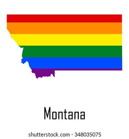 Vector rainbow map of Montana in colors of LGBT - lesbian, gay, bisexual, and transgender - pride flag. In eps format.