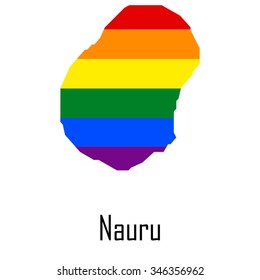 Vector rainbow map of Nauru in colors of LGBT - lesbian, gay, bisexual, and transgender - pride flag. In eps format.