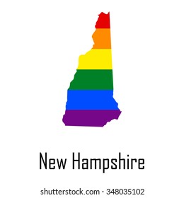 Vector rainbow map of New Hampshire in colors of LGBT - lesbian, gay, bisexual, and transgender - pride flag. In eps format.