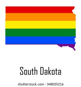 Vector rainbow map of South Dakota in colors of LGBT - lesbian, gay, bisexual, and transgender - pride flag. In eps format.