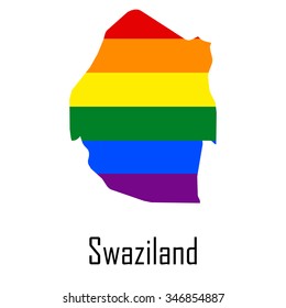 Vector rainbow map of Swaziland in colors of LGBT - lesbian, gay, bisexual, and transgender - pride flag. In eps format.