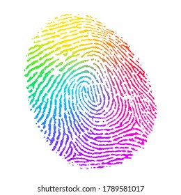 Vector Rainbow Multicolor Fingerprint on White Background