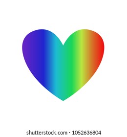 Vector rainbow multicolored heart icon, clip art isolated on white background. Gold heart sign, symbol of love