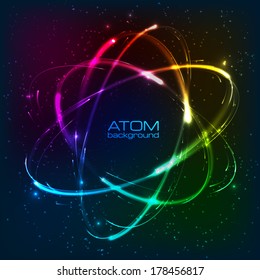 Vector rainbow neon lights atom