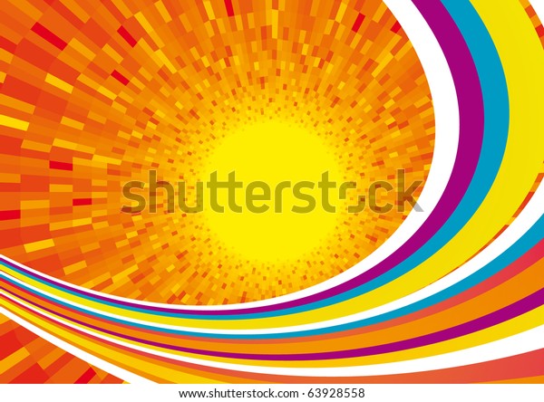 Vector rainbow with\
orange shine background