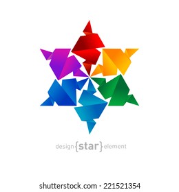 The Vector Rainbow Origami Flower on white background