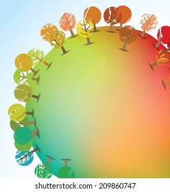 vector rainbow park in autumn (top view) 