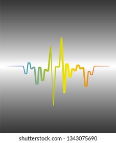 Vector Rainbow pulse Wave player logo with neon line. Colorful equalizer element. Modern Sound Wave Illustration.