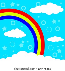 Vector rainbow in the sky Illustration EPS8