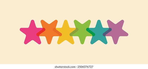 Vector  rainbow stars on wight background. Isolated colorful stars elements. 