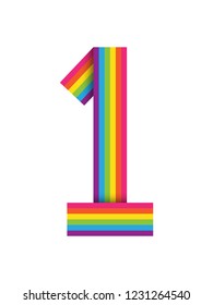 Vector rainbow stripes number 1 icon  