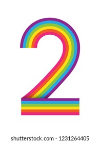Vector rainbow stripes number 2 icon  