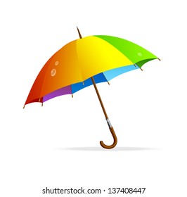 Vector Rainbow Umbrella Isolated