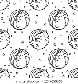 vector rainbow unicorn pattern coloring book page