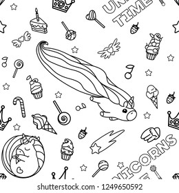 vector rainbow unicorn pattern coloring book page