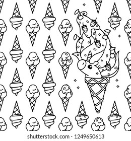 vector rainbow unicorn pattern coloring book page