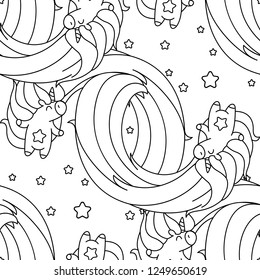 vector rainbow unicorn pattern coloring book page