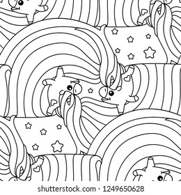 vector rainbow unicorn pattern coloring book page