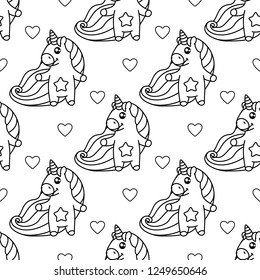 vector rainbow unicorn pattern coloring book page