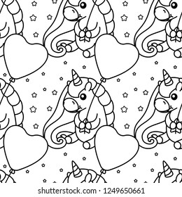 vector rainbow unicorn pattern coloring book page