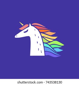 Vector rainbow unicorn. Poster, label, postcard, sticker, print, elements for design and other.