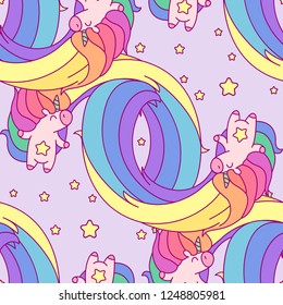 vector rainbow unicorn seamless pattern wall art