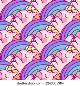 vector rainbow unicorn seamless pattern wall art