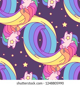 vector rainbow unicorn seamless pattern wall art