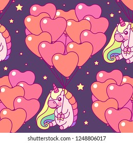 vector rainbow unicorn seamless pattern wall art