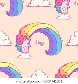 vector rainbow unicorn seamless pattern wall art