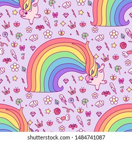 vector rainbow unicorn seamless pattern wall art