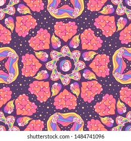 vector rainbow unicorn seamless pattern wall art