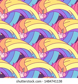 vector rainbow unicorn seamless pattern wall art