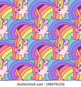 vector rainbow unicorn seamless pattern wall art