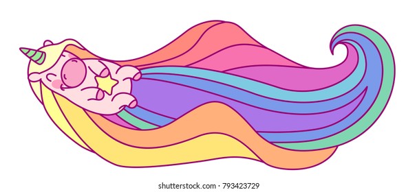 vector rainbow unicorn sticker. Cute cartoon pink animal funny icon. Magic fantasy pink horse with horn Trendy print dream flat graphic illustration Baby patch badge isolated transparent background 08