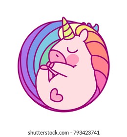 vector rainbow unicorn sticker. Cute cartoon pink animal funny icon. Magic fantasy pink horse with horn Trendy print dream flat graphic illustration Baby patch badge isolated transparent background 16