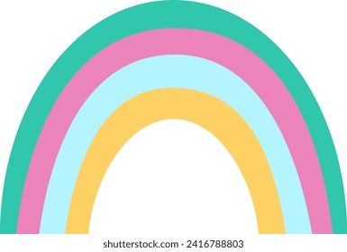 Vector rainbow. Unicorn treasures concept. Magic or fairytale decoration for cards isolated on white background. Cute weather element
