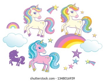 Vector Rainbow Unicorns