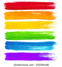 Vector Rainbow Watercolor Brush Strokes