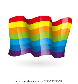 Vector rainbow waving flag. Flag of lgbt. Tolerance concept