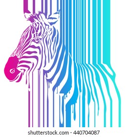 Vector rainbow zebra, abstract animal illustration. Can be used for background, card, print materials