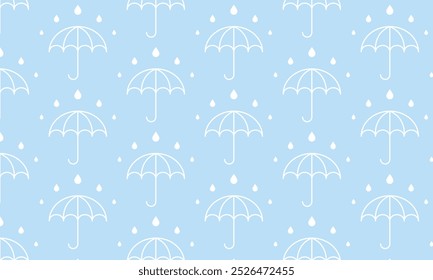 Vector Raindrops With Umbrella For Background, Wallpaper, Wrapping