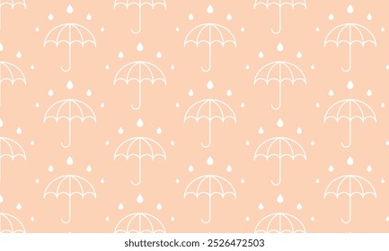 Vector Raindrops With Umbrella For Background, Wallpaper, Wrapping