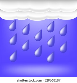 Vector Rainy Weather. Raindrops Falling on the Ground.Autumn Clouds. Water Drops